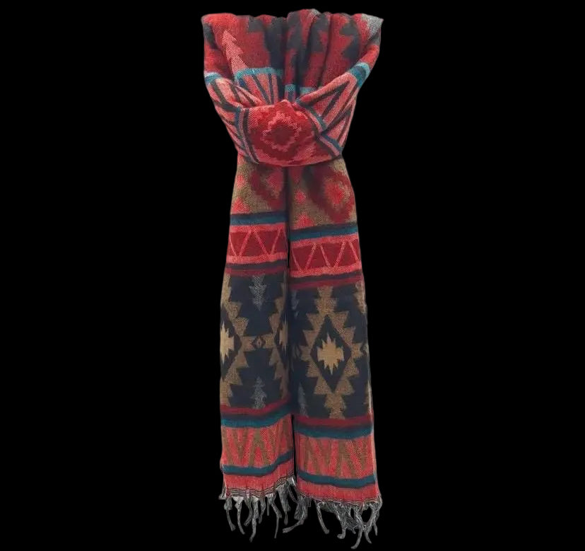 Bohemian shawl 200x95 cm - Rood/mix