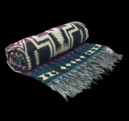 Bohemian shawl 200x95 cm - Rood/paars/teal