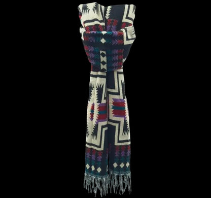 Bohemian shawl 200x95 cm - Rood/paars/teal