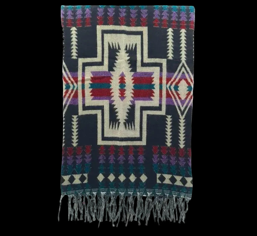 Bohemian shawl 200x95 cm - Rood/paars/teal