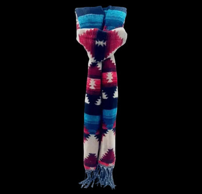 Bohemian shawl 200x95 cm - Rood/blauw/creme