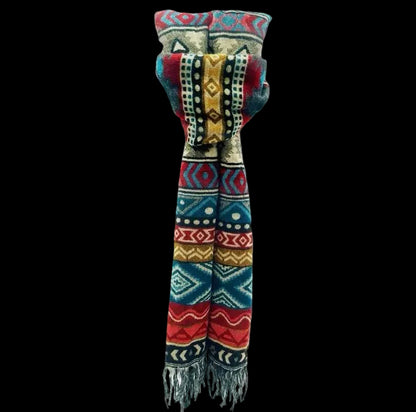 Bohemian shawl 200x95 cm - Rood/teal