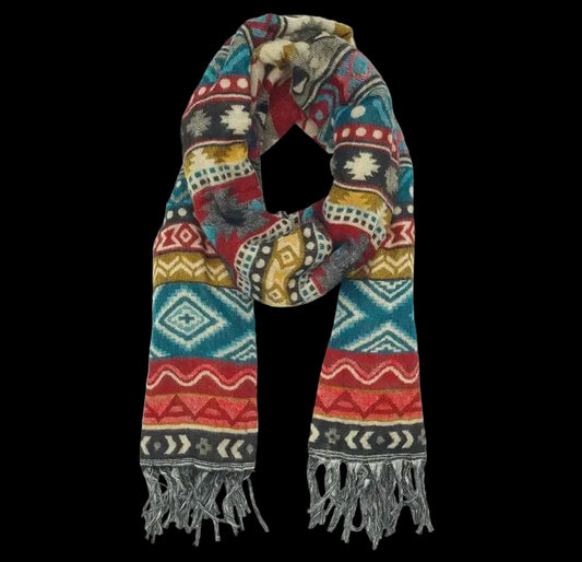 Bohemian shawl 200x95 cm - Rood/teal